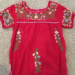 Raj red embroidered tunic top